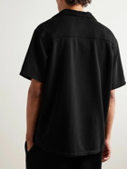 Les Tien - Camp-Collar Garment-Dyed Cotton-Jersey Shirt - Black