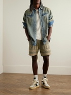 Rhude - Straight-Leg Logo-Appliquéd Striped Cotton-Canvas Drawstring Shorts - Green