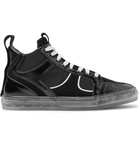 RtA - 1001 Patent Full-Grain Leather, Suede and Mesh High-Top Sneakers - Black