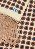 Valentino Printed Fringed Silk-satin Scarf - Beige - One Size