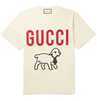 Gucci - Printed Cotton-Jersey T-Shirt - Neutrals