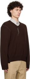 Camiel Fortgens Brown Frankenstein V-Neck Sweater
