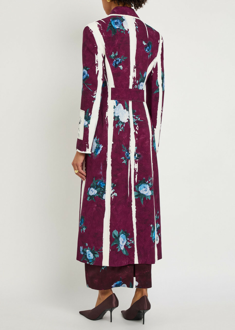 Erdem Floral-print Woven Coat Red