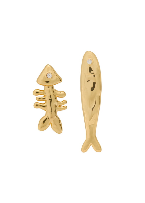 Photo: Eliou Sardine And Fishbone 18kt Gold-plated Drop Earrings - One Size