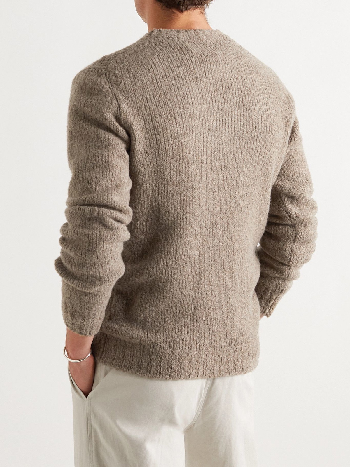 de Bonne Facture Boucle Wool Crewneck Knit Sweater - Undyed Taupe S