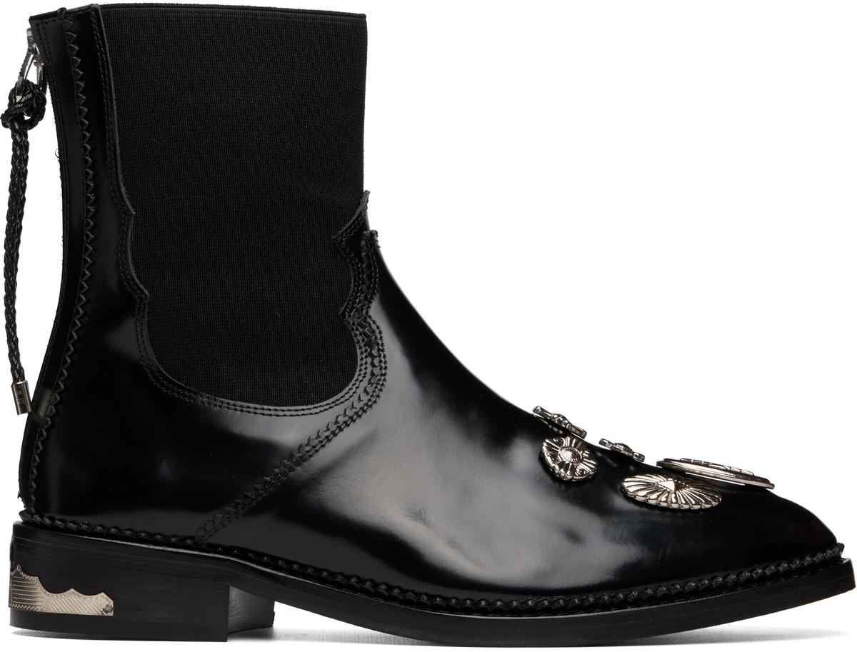 Toga Pulla Black Polido Ankle Boots