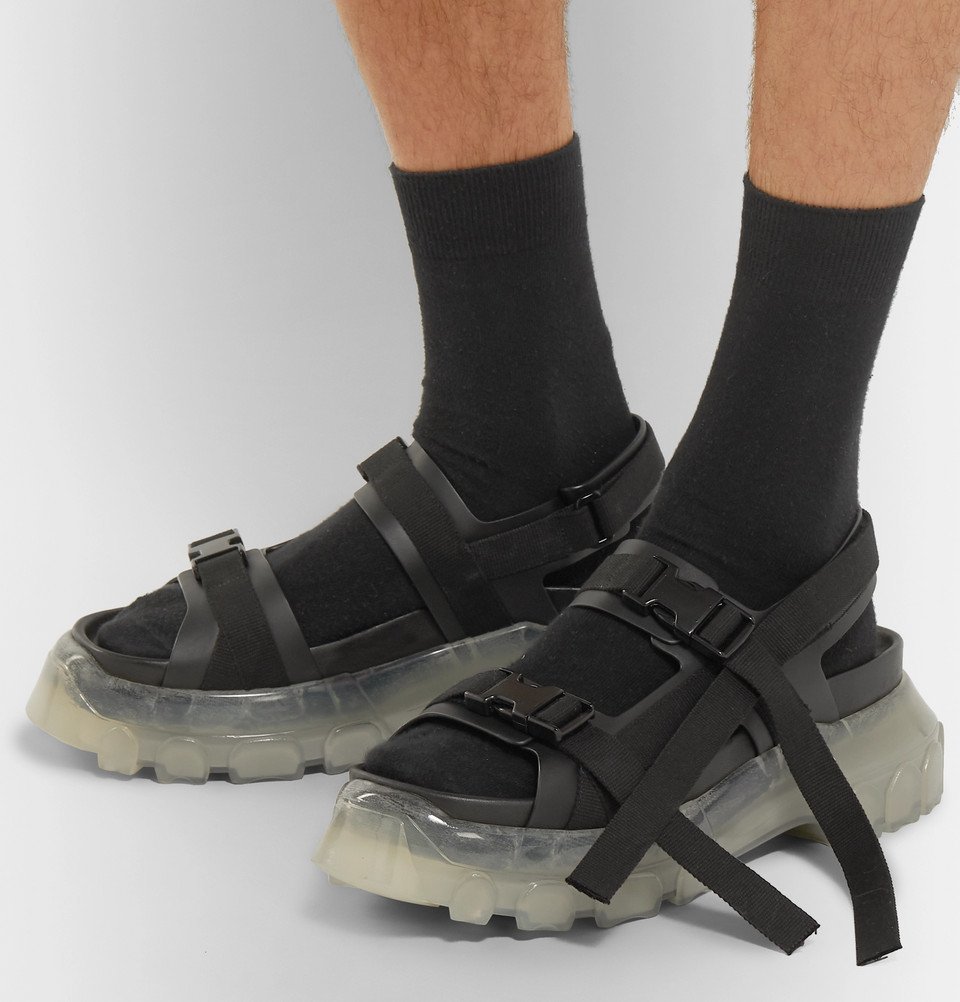 Rick Owens - Tractor Webbing-Trimmed Leather Sandals - Men - Black