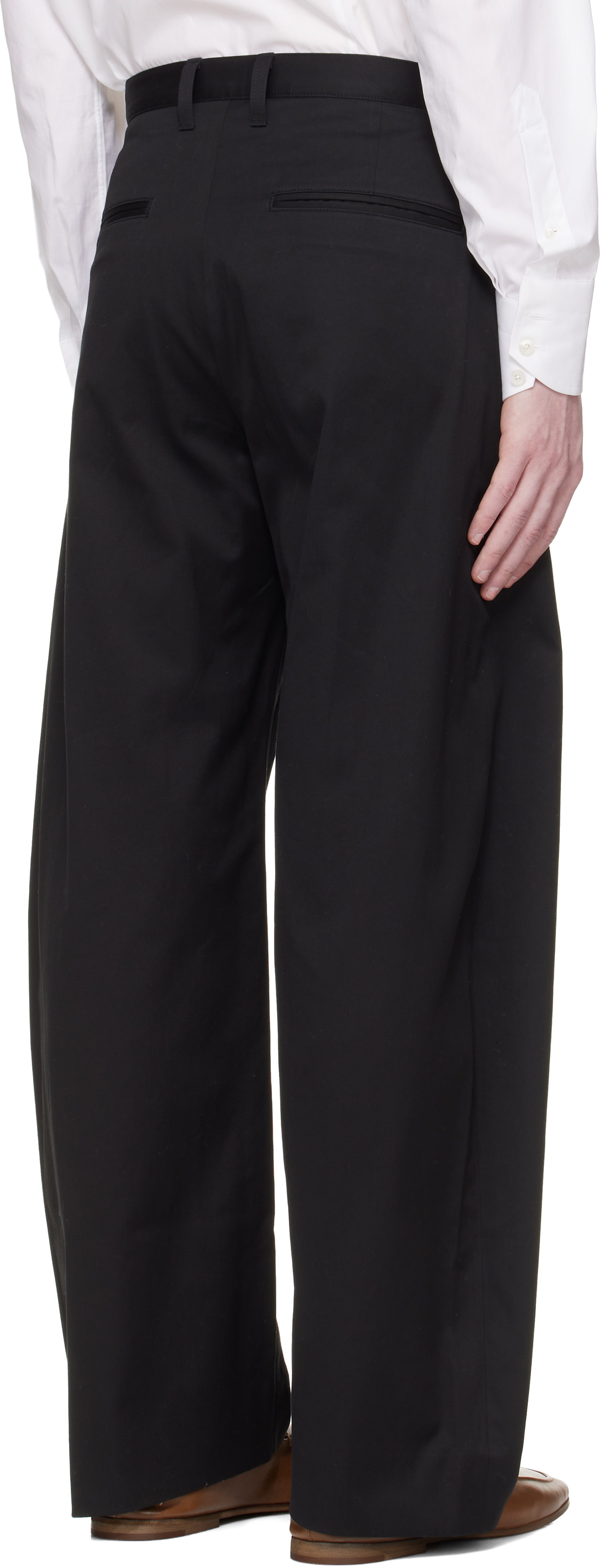 stein Black Cotton Satin Round Trousers