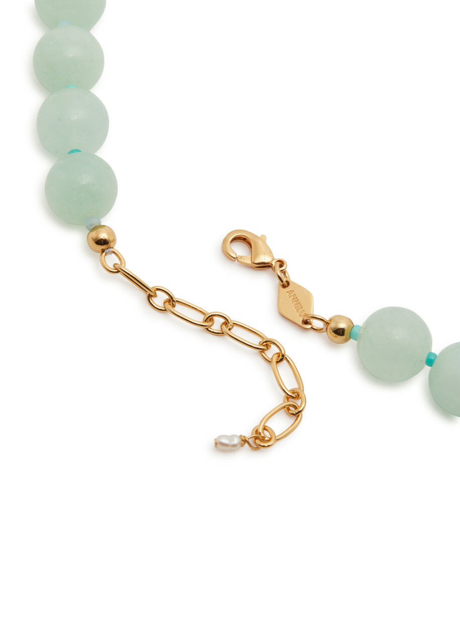 Anni LU Seafoam 18kt Gold-plated Beaded Necklace - Turquoise - One Size