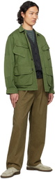 Drake's Green Herringbone Cotton Jungle Jacket