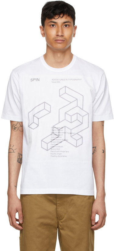 Photo: Junya Watanabe White 'Spin: Adventures in Typography' Issue 01 T-Shirt