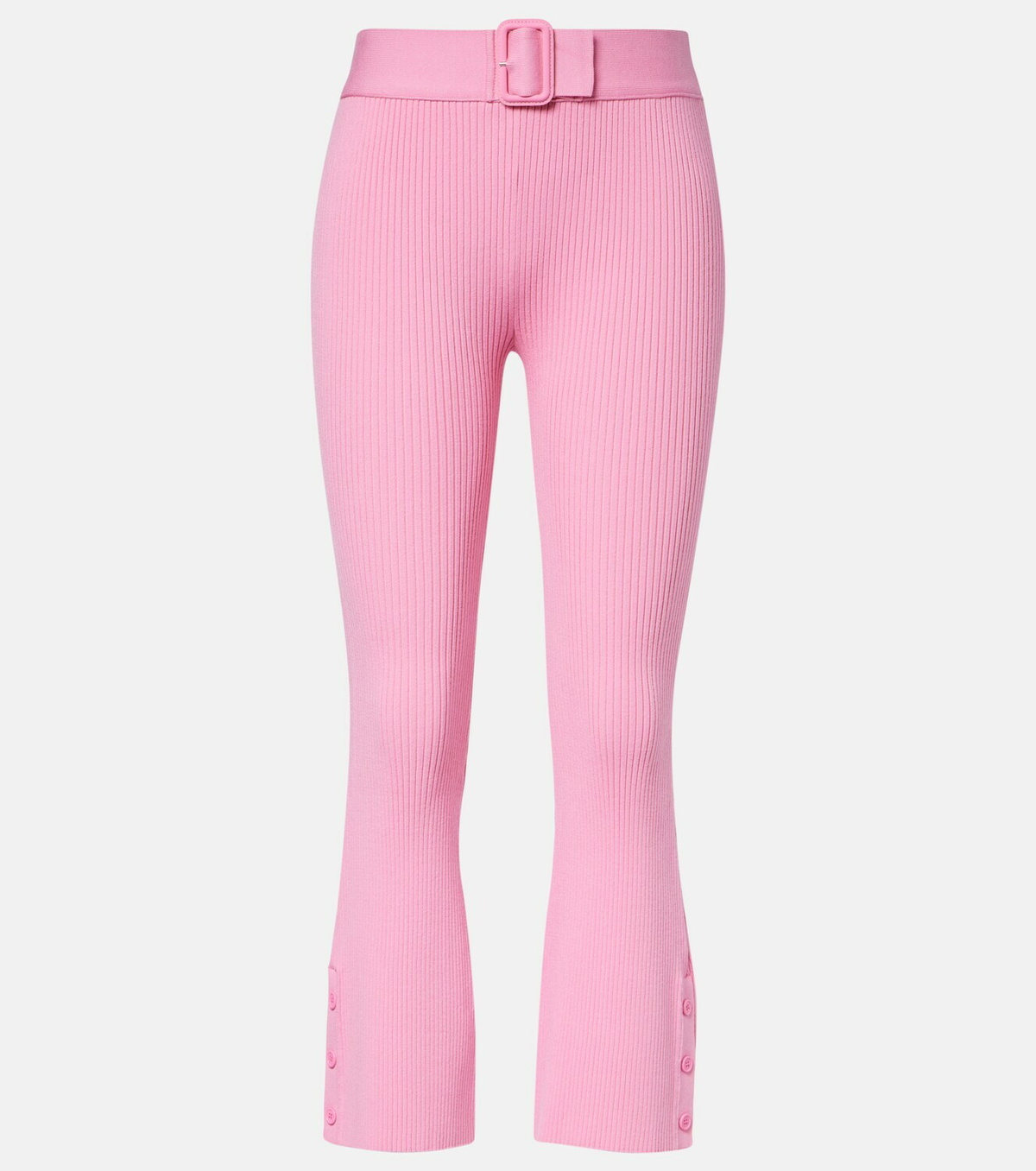 Courrèges Belted ribbed-knit capri pants