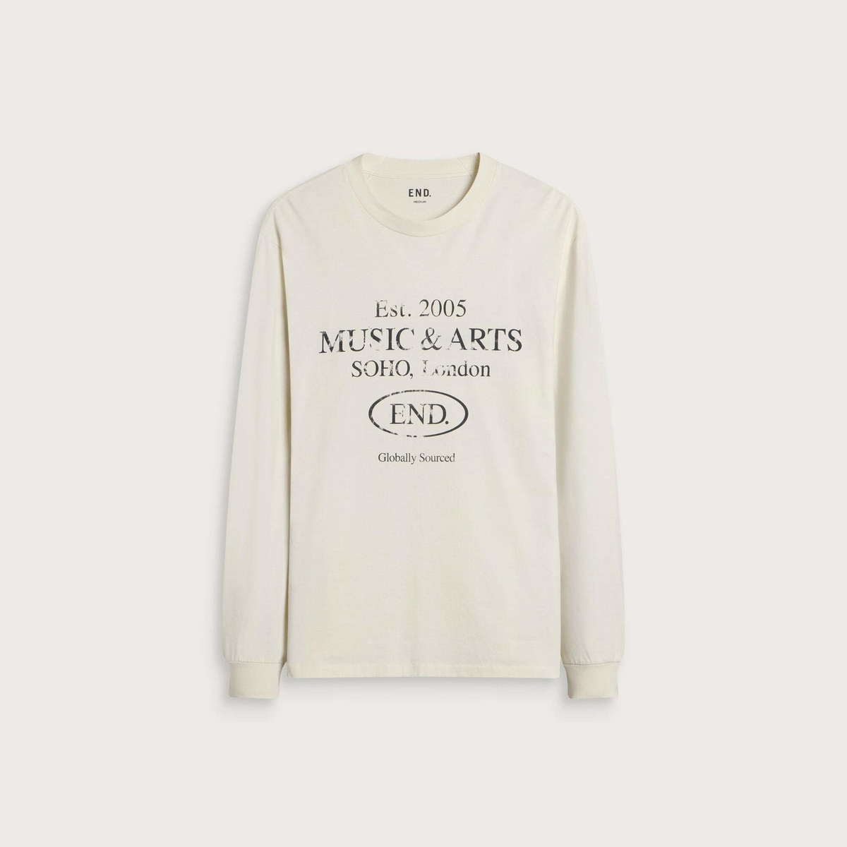 END. Worn Established LS T-shirt in Smoke White