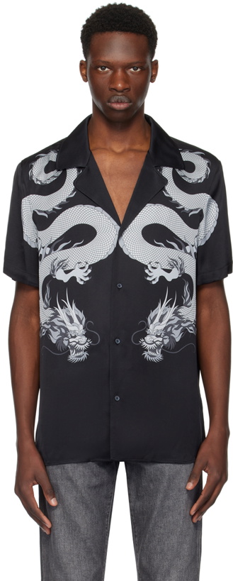 Photo: Balmain Black Dragon Print Shirt