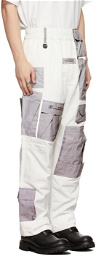 Xander Zhou White & Silver Nylon Patch Trousers