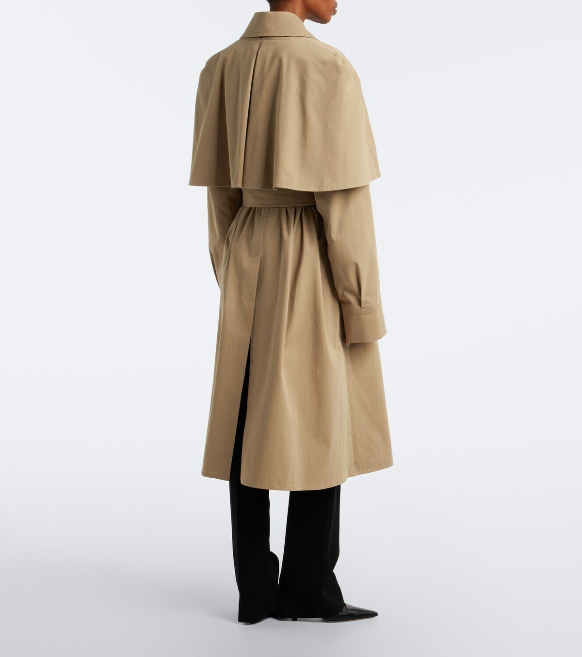The Row Ayana caped cotton twill trench coat