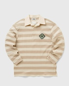 Adish Kharaz Striped Rugby Shirt Beige - Mens - Polos