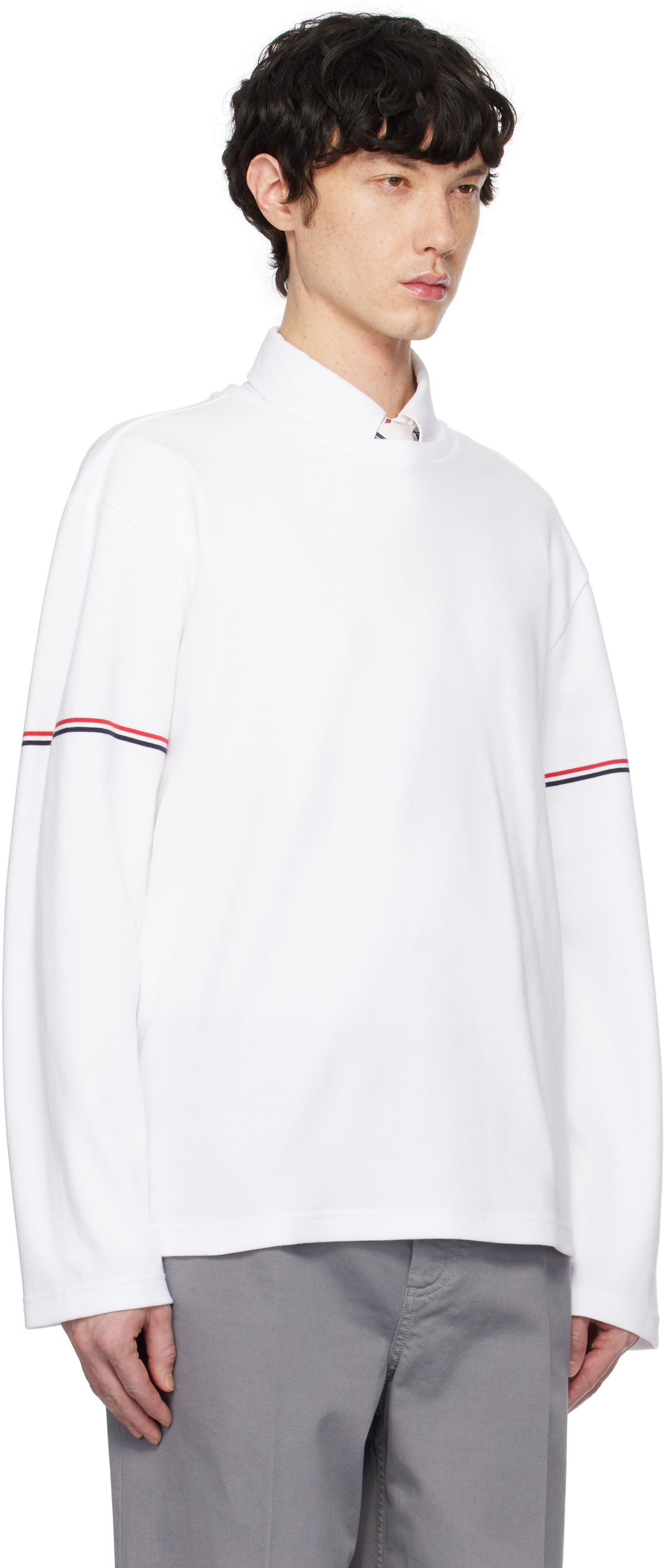 Thom Browne White Cotton Rugby Long Sleeve T-shirt Thom Browne