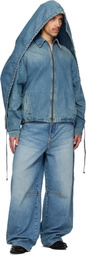 EGONlab Blue Convertible Hooded Denim Jacket