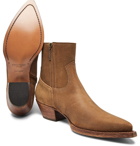 Saint Laurent - Lucas Brushed-Suede Boots - Men - Tan