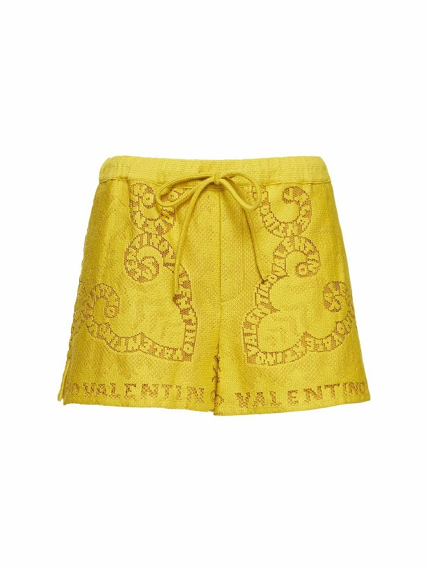 Photo: VALENTINO - Cotton Guipure Lace Mini Shorts