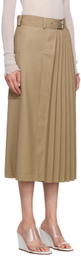 LVIR Tan Belted Midi Skirt