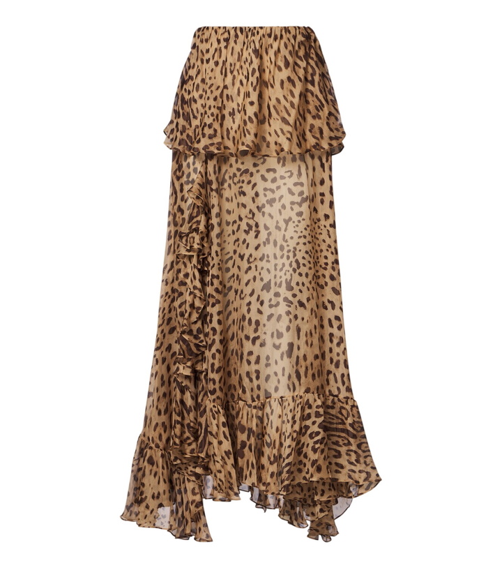 Photo: Xu Zhi Leopard-print ruffed silk maxi skirt