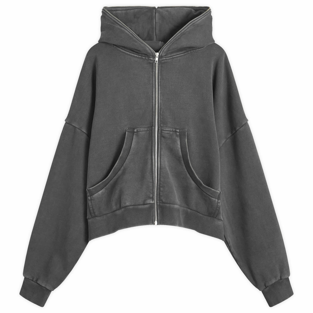 Entire Studios Eternal Full- Zip Hoodie in Washed Black