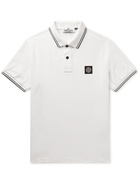 Stone Island - Slim-Fit Logo-Appliquéd Stretch-Cotton Piqué Polo Shirt - White