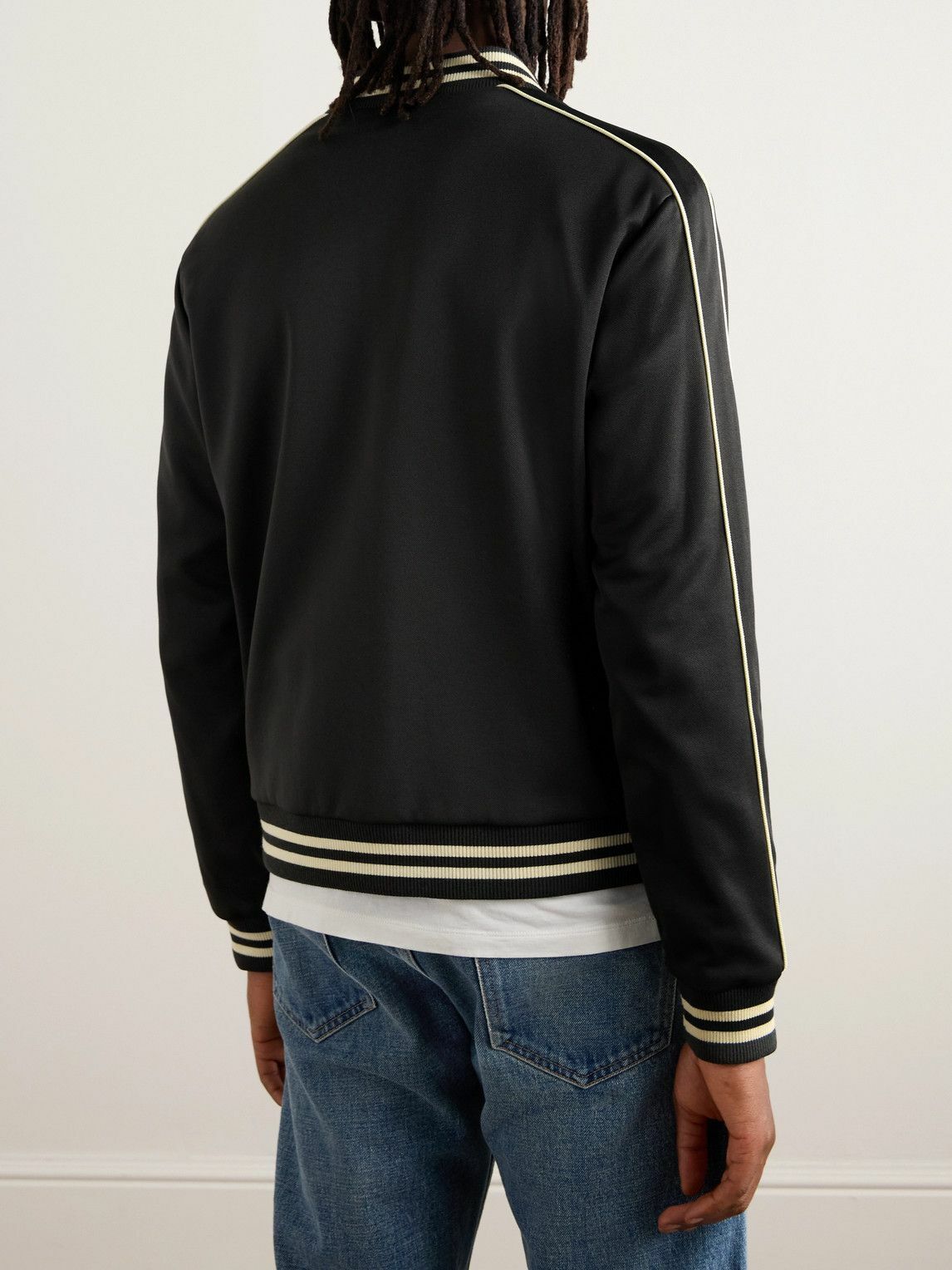 CELINE - Triomphe Teddy Slim-Fit Logo-Embroidered Tech-Jersey Track Jacket - Gray