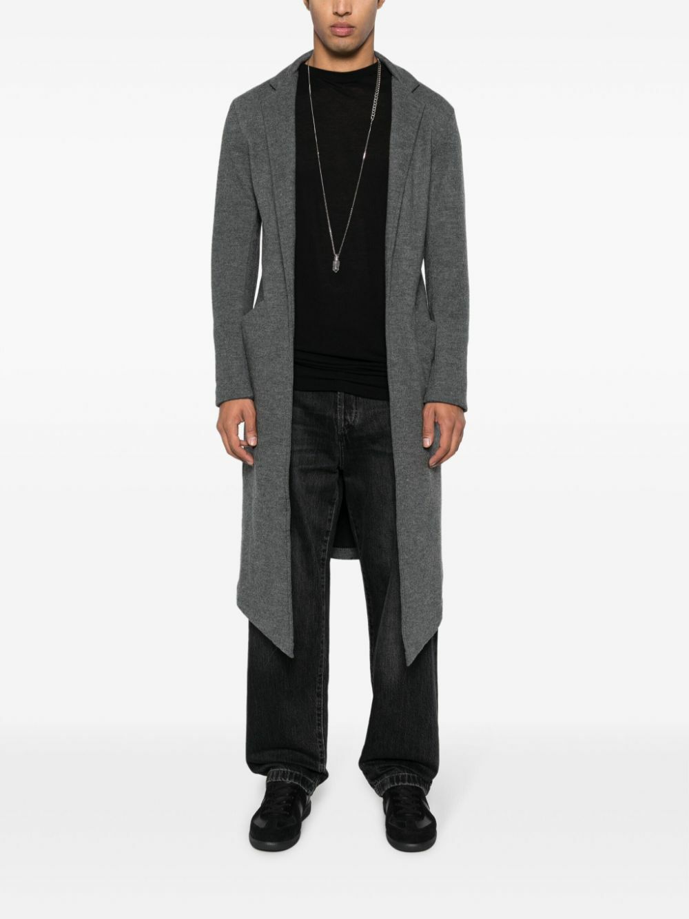 Greg Lauren Grey Wool Long Cardi-Coat