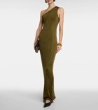 Saint Laurent One-shoulder silk maxi dress