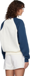 AMI Paris Off-White & Navy Cotton Knitted Ami de Coeur Sweatshirt