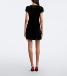 Rixo Lacie lace-trimmed velvet minidress