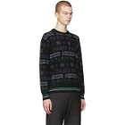 Kenzo Black and Purple Limited Edition Holiday Knit Sweatshirt