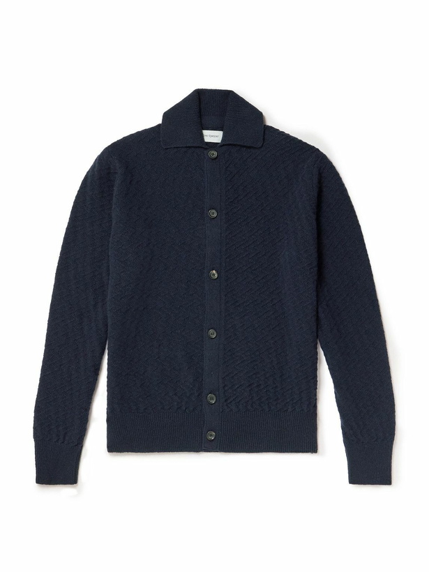Photo: Oliver Spencer - Jarvis Jacquard-Knit Merino Wool Cardigan - Blue
