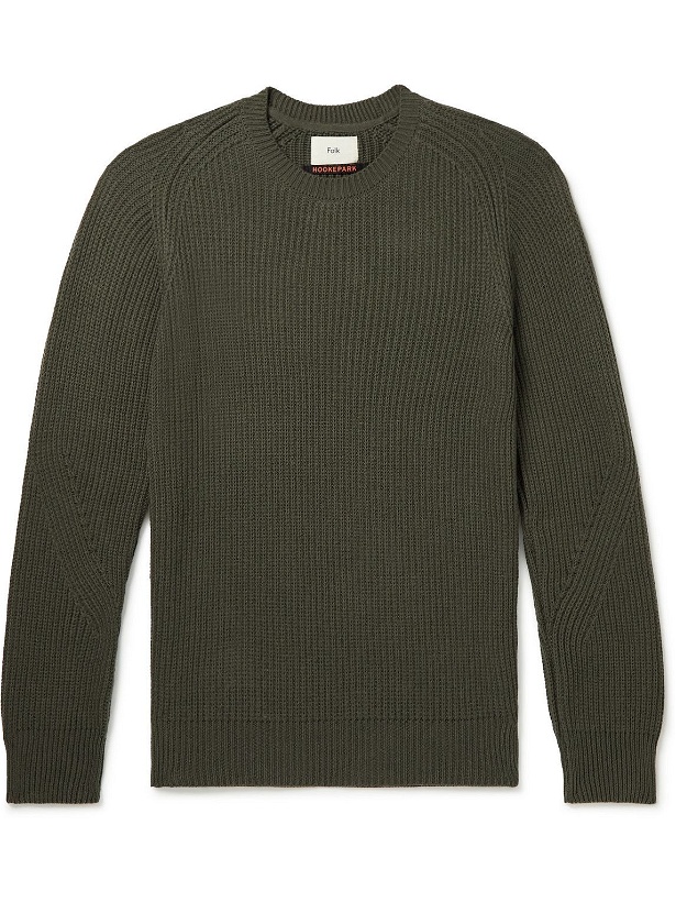 Photo: Folk - Patrice Ribbed Cotton and Wool-Blend Sweater - Green