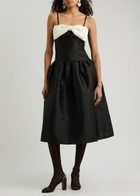 Self-portrait Bow-embellished Taffeta Midi Dress Black