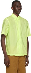 Dries Van Noten Green Crinkled Nylon Shirt