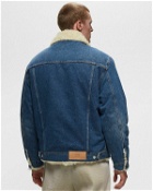 Ami Paris Trucker Jacket Lined With Synthetic Fur Blue - Mens - Denim Jackets