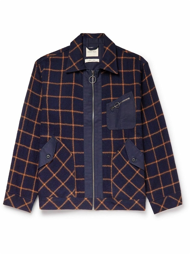 Photo: Nicholas Daley - Canvas-Trimmed Checked Wool Shirt Jacket - Blue