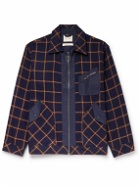 Nicholas Daley - Canvas-Trimmed Checked Wool Shirt Jacket - Blue