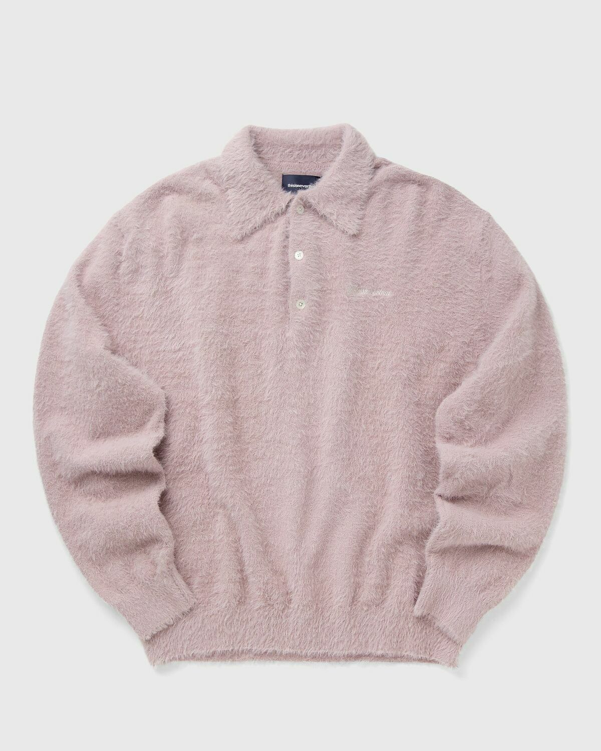 Thisisneverthat SCT-LOGO SHAGGY KNIT POLO pink Mens Pullover