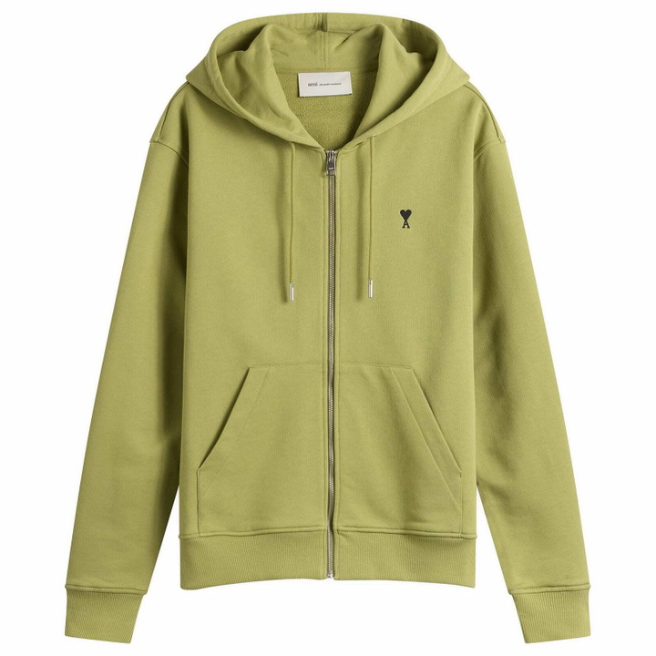 Photo: AMI Paris Men's Contrasted Ami De Coeur Hoodie in Matcha