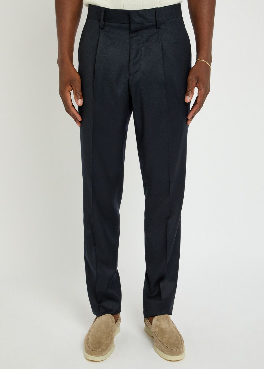Lardini Wool and Cashmere-blend Trousers Navy