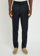 Lardini Wool and Cashmere-blend Trousers Navy