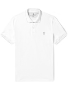 Brunello Cucinelli - Logo-Embroidered Cotton-Piqué Polo Shirt - White