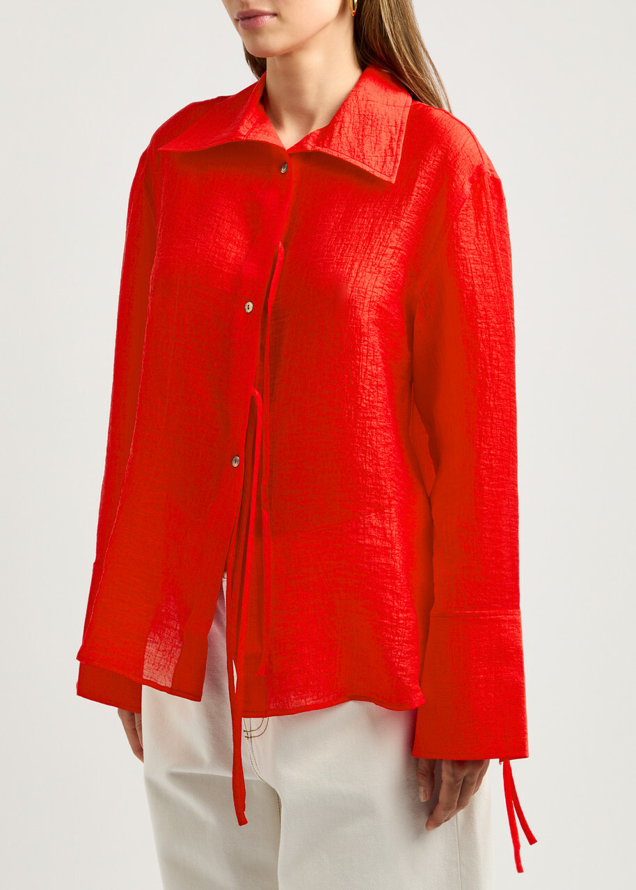 Rejina Pyo Saskia Crinkled tie Shirt Red Rejina Pyo