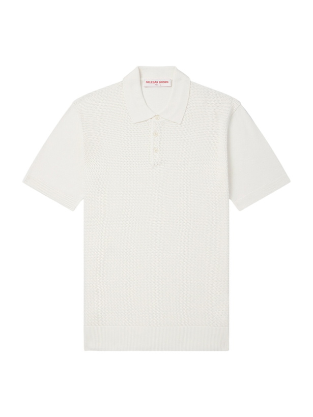 Photo: Orlebar Brown - Burnham Tie Stitch II Silk and Cotton-Blend Polo Shirt - Neutrals