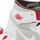 Air Jordan Men's 1 Zoom Air CMFT Sneakers in White/Red. Silver/Concord